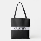 Black & White Custom Name Stripe Tasche (Rückseite)
