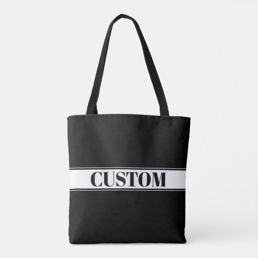 Black & White Custom Name Stripe Tasche (Rückseite)