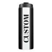 Black & White Custom Name Stripe Thermosbecher (Vorderseite)