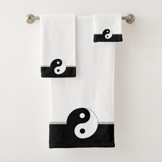 Black & White Custom Yin Yang Badhandtuch Set (Insitu)