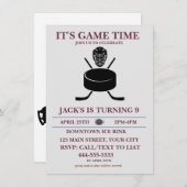 Black&White Customize Ice Hockey Birthday Theme Einladung (Vorne/Hinten)