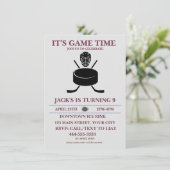 Black&White Customize Ice Hockey Birthday Theme Einladung (Stehend Vorderseite)