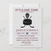 Black&White Customize Ice Hockey Birthday Theme Einladung (Vorderseite)