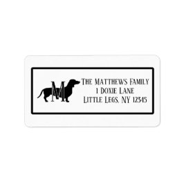 Black & White Dachshund Silhouette Border Adressaufkleber