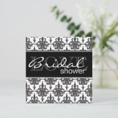 Black & White Damask Bridal Dusche Einladung (Stehend Vorderseite)