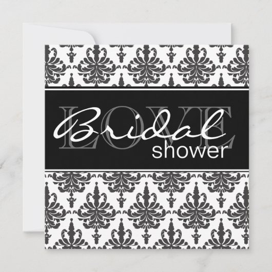 Black & White Damask Bridal Dusche Einladung (Vorderseite)