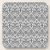 Black & White Damask Cork Coasters Untersetzer (Vorderseite)