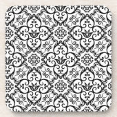 Black & White Damask Cork Coasters Untersetzer (Vorderseite)