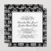 Black & White Damask Elegante Hochzeit Einladung (Vorne/Hinten)