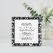 Black & White Damask Elegante Hochzeit Einladung (Stehend Vorderseite)
