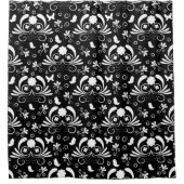 Black White Damask Flourish Butterfly Pattern Duschvorhang (Vorderseite)