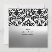 BLACK & WHITE DAMASK GEM STEIN MONOGRAM EINLADUNG (Rückseite)
