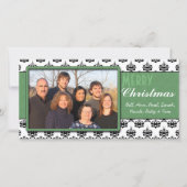 Black & White Damask Green Trim Frohe Weihnachten (Vorderseite)