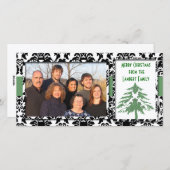 Black & White Damask GreenTree Frohe Weihnachten (Vorne/Hinten)