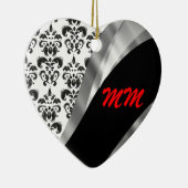 Black & White Damask Keramik Ornament (Rechts)