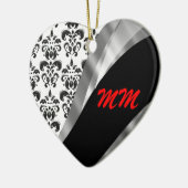 Black & White Damask Keramik Ornament (Links)