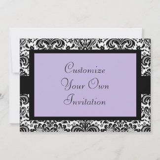 Black & White Damask, Lavendel Einladung