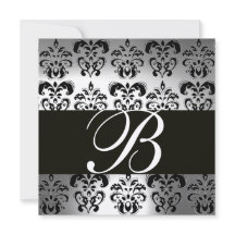 BLACK & WHITE DAMASK MONOGRAM Champagner-Mondstein