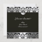 BLACK & WHITE DAMASK MONOGRAM Champagner-Mondstein Einladung (Rückseite)