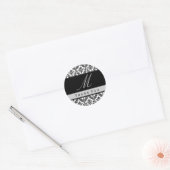 Black & White Damask Monogram Wedding DANK YOU St Runder Aufkleber (Umschlag)