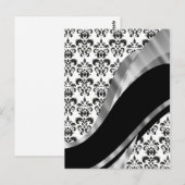Black & White Damask Postkarte (Vorne/Hinten)