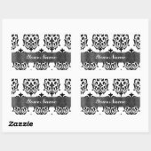 Black & White Damask Rechteckiger Aufkleber (Blatt)