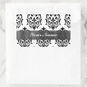 Black & White Damask Rechteckiger Aufkleber (Tasche)