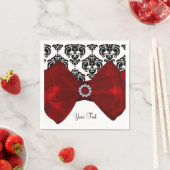Black & White Damask Red Bow Glam Sweet 16 Party Serviette (Beispiel)