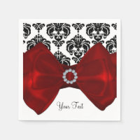 Black & White Damask Red Bow Glam Sweet 16 Party