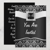 Black & White Damask Save The Date (Vorne/Hinten)