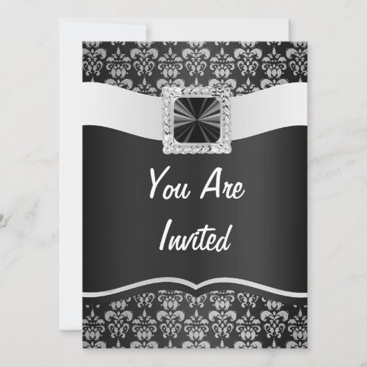 Black & White Damask Save The Date (Vorderseite)
