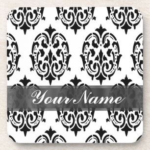Black & White Damask Untersetzer