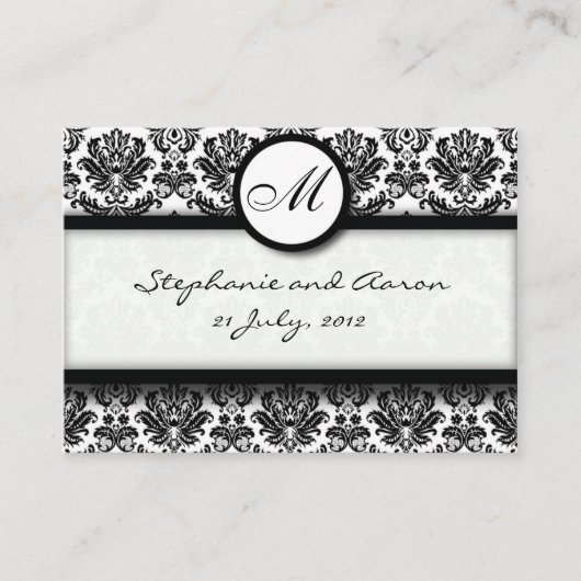 Black & White Damask Website Business Card Begleitkarte (Vorderseite)