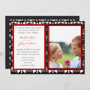 Black & White Damask Your Photo Wedding Invitation Einladung