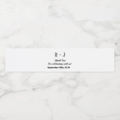 Black & White Danke Monogram Wedding Custom Wasserflaschenetikett (Einzelnes Label)