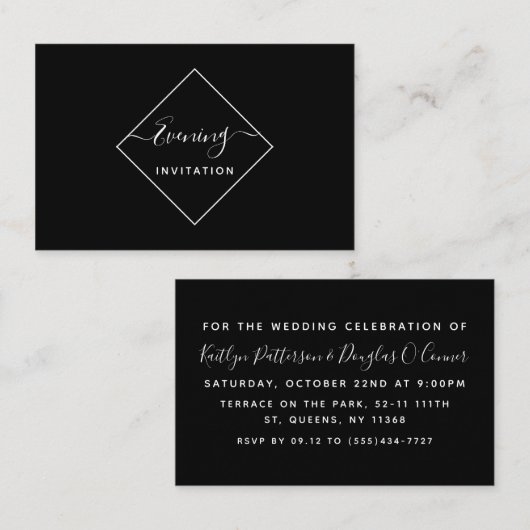 Black & White Diamond Abend Event Ticket Einladung (Vorne/Hinten)