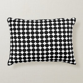 Black & White Diamond Checker Accent Pillow Dekokissen