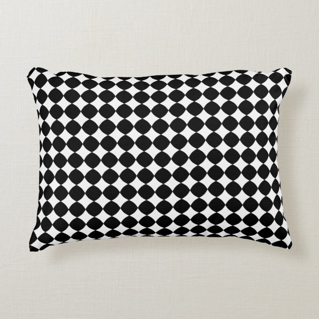 Black & White Diamond Checker Accent Pillow Dekokissen (Vorderseite)