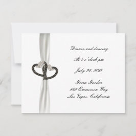 Black & White Diamond Heart Wedding Reception Card Einladung