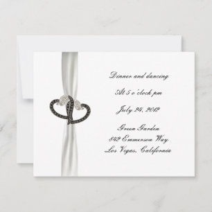 Black & White Diamond Heart Wedding Reception Card Einladung