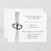 Black & White Diamond Hearts Wedding Response Card RSVP Karte (Vorne/Hinten)