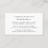 Black & White Diamond Kinderduschkarte laden ein Visitenkarte (Rückseite)