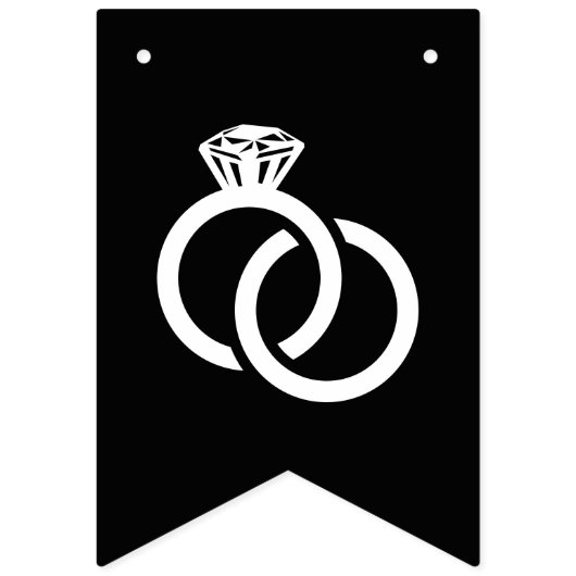 Black & White Diamond Ring Herz nur verheiratet Wimpelkette (Erste Fahne)