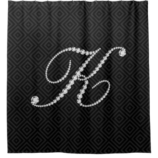 Black & White Diamonds Letter K Monogram Duschvorhang (Vorderseite)