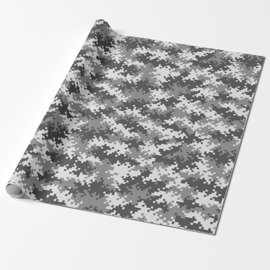 Black & White Digital Camouflage Wrapping Paper Geschenkpapier (Ungerollt)