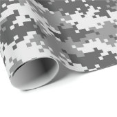 Black & White Digital Camouflage Wrapping Paper Geschenkpapier (Rolleneckpunkt)