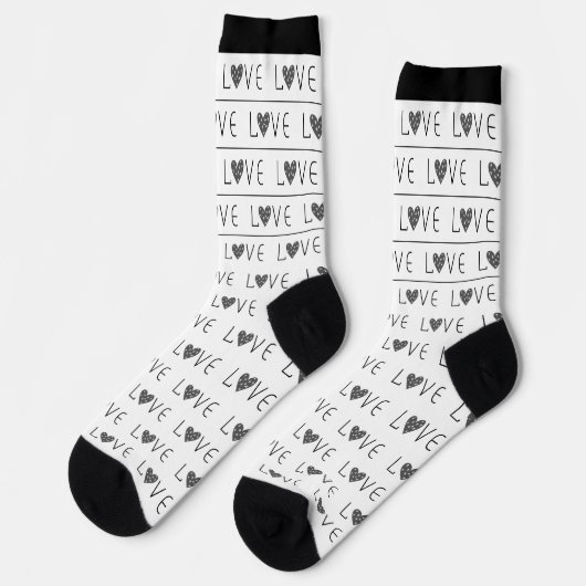 BLACK & WHITE DIN STRIPE VALENTINE'S DAY MODERN SOCKEN (Linkes Detail)
