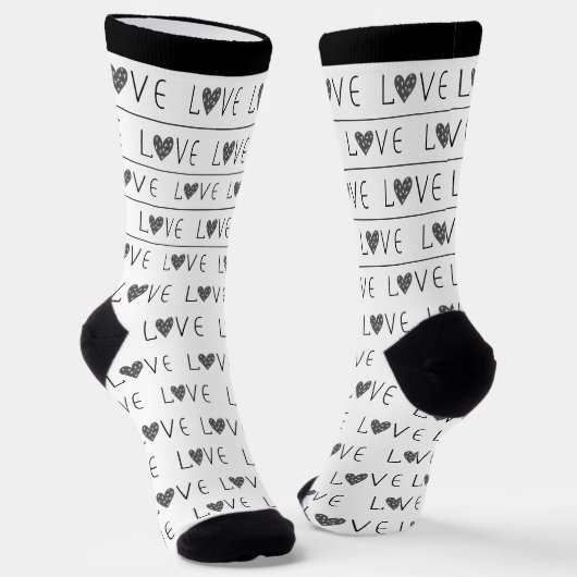 BLACK & WHITE DIN STRIPE VALENTINE'S DAY MODERN SOCKEN (Gewinkelt)