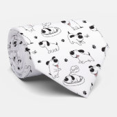 Black & White Dog Cartoon Custom Necktie Krawatte (Gerollt)
