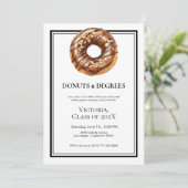 Black & White Donuts und Degree Foto Abschluss Einladung (Stehend Vorderseite)
